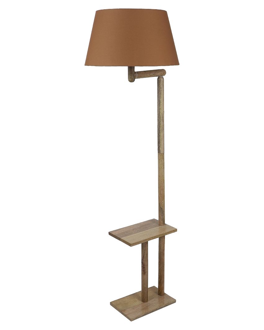 Creative Design Mango Wood Base Floor Lamp with Cotton Shade | Bulb Not Included | 18 x 14 x 61 inches