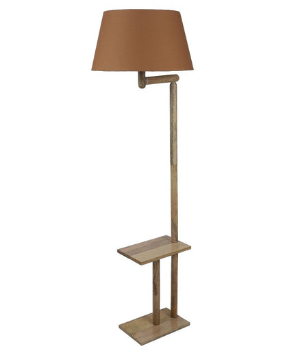 Creative Design Mango Wood Base Floor Lamp with Cotton Shade | Bulb Not Included | 18 x 14 x 61 inches