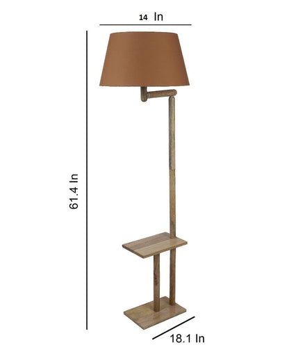 Creative Design Mango Wood Base Floor Lamp with Cotton Shade | Bulb Not Included | 18 x 14 x 61 inches