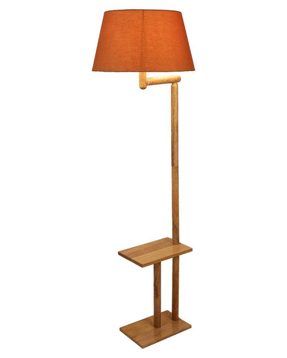 Creative Design Mango Wood Base Floor Lamp with Cotton Shade | Bulb Not Included | 18 x 14 x 61 inches