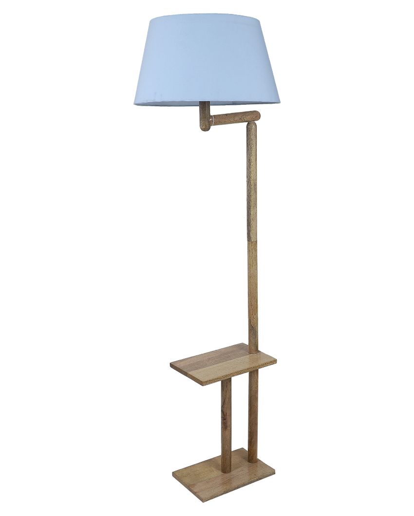 Creative Design Mango Wood Base Floor Lamp with Cotton Shade | Bulb Not Included | 18 x 14 x 61 inches