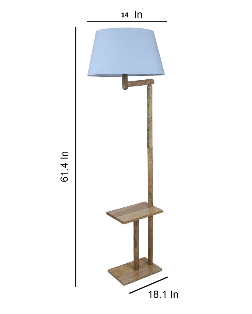 Creative Design Mango Wood Base Floor Lamp with Cotton Shade | Bulb Not Included | 18 x 14 x 61 inches