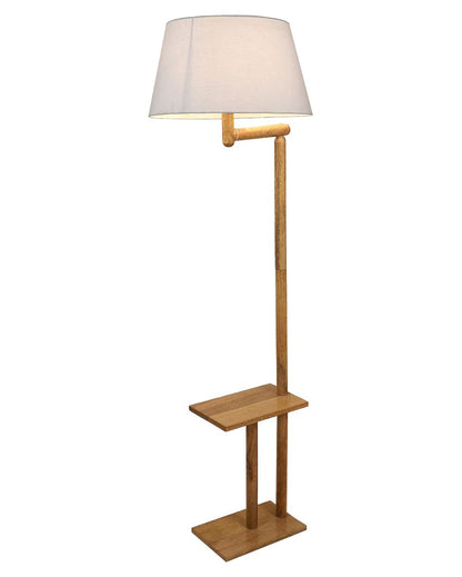 Creative Design Mango Wood Base Floor Lamp with Cotton Shade | Bulb Not Included | 18 x 14 x 61 inches