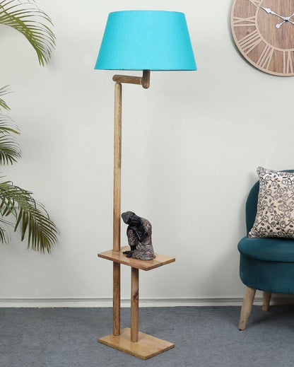 Creative Design Mango Wood Base Floor Lamp with Cotton Shade | Bulb Not Included | 18 x 14 x 61 inches