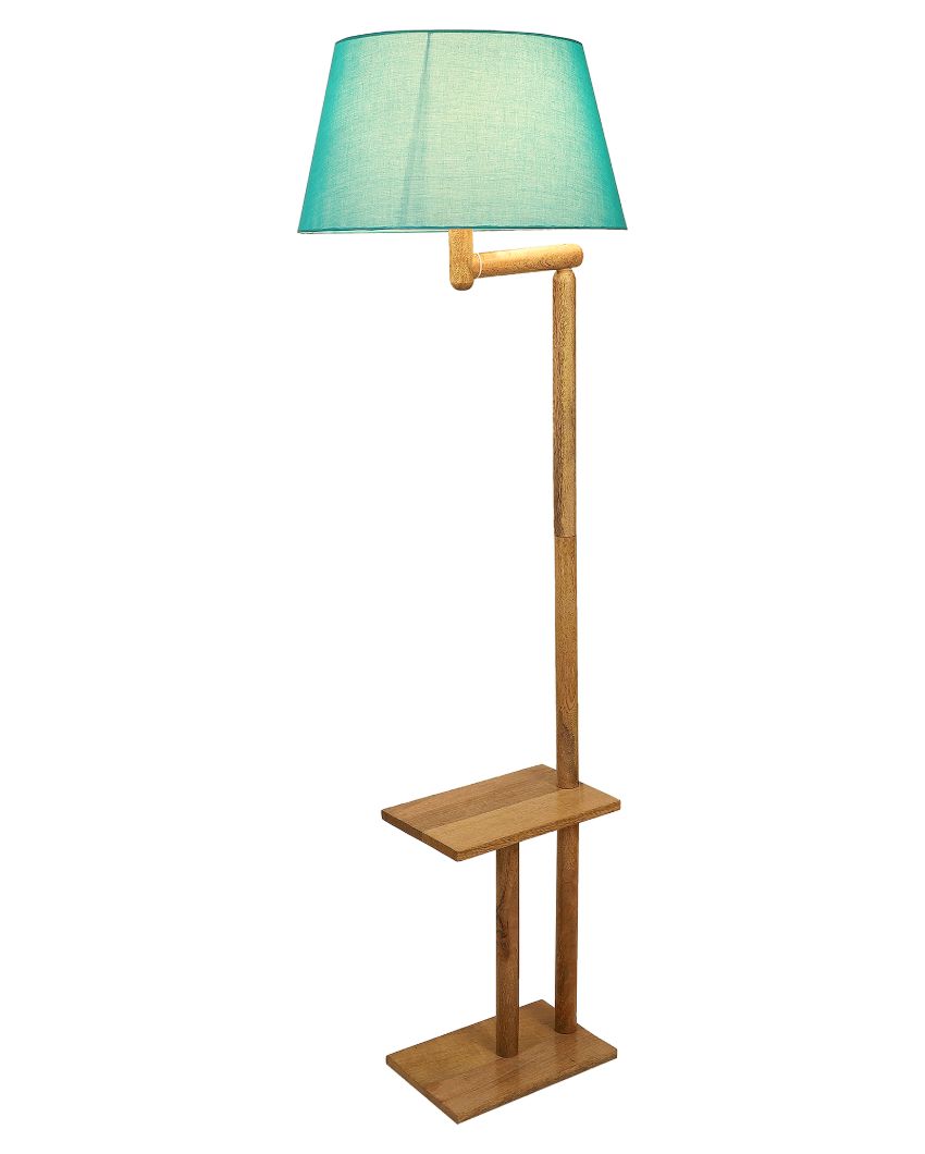 Creative Design Mango Wood Base Floor Lamp with Cotton Shade | Bulb Not Included | 18 x 14 x 61 inches