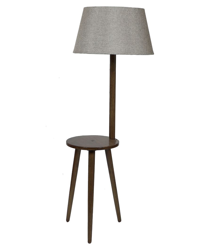 Retro Luxe Mango Wood Base Floor Lamp with Jute Shade | Bulb Not Included | 18 x 14 x 52 inches