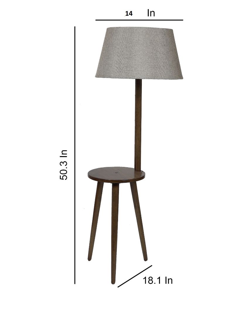 Retro Luxe Mango Wood Base Floor Lamp with Jute Shade | Bulb Not Included | 18 x 14 x 52 inches