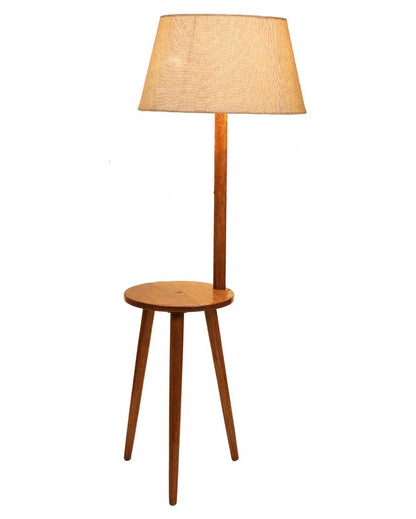 Retro Luxe Mango Wood Base Floor Lamp with Jute Shade | Bulb Not Included | 18 x 14 x 52 inches