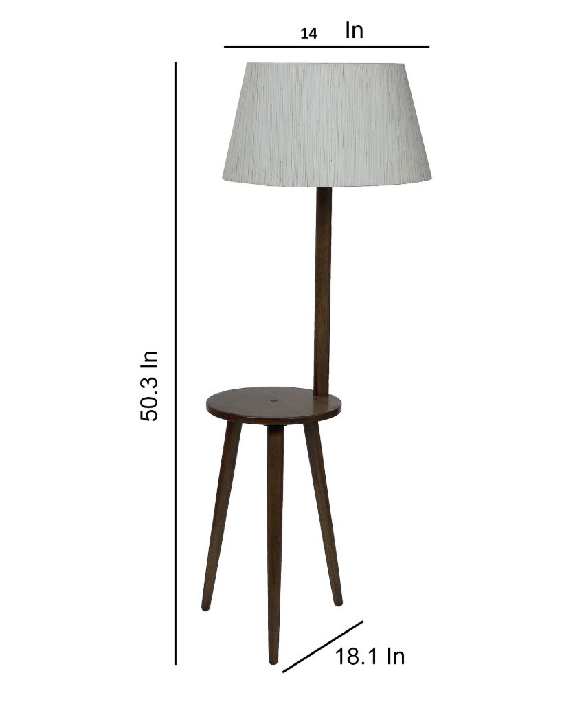 Traditional Finesse Mango Wood Base Floor Lamp with Cotton Shade | Bulb Not Included | 18 x 14 x 50 inches