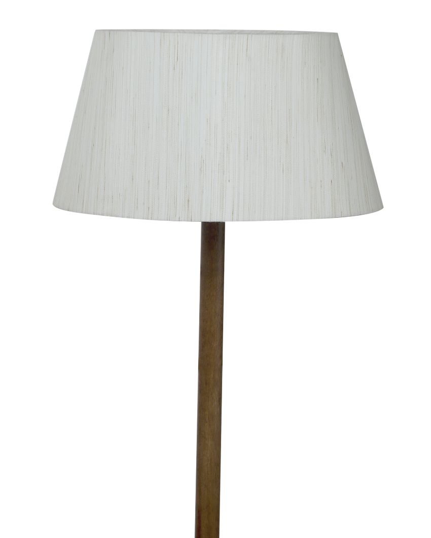 Traditional Finesse Mango Wood Base Floor Lamp with Cotton Shade | Bulb Not Included | 18 x 14 x 50 inches