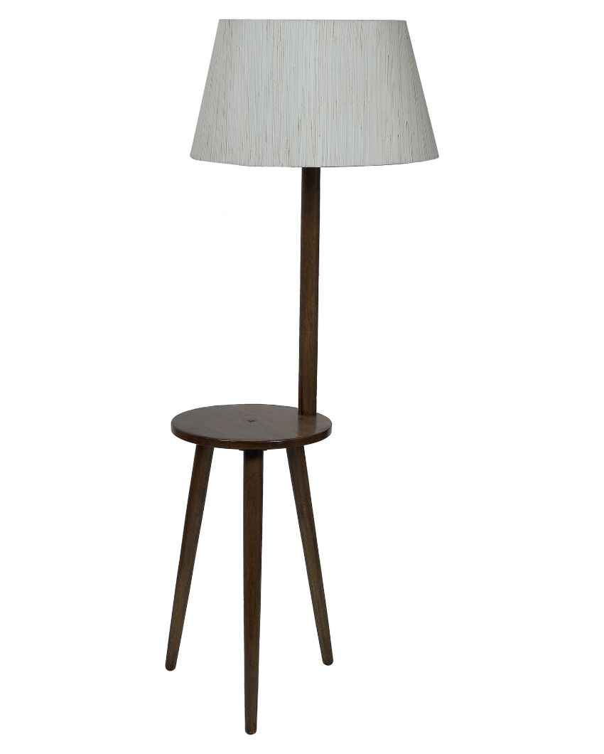 Traditional Finesse Mango Wood Base Floor Lamp with Cotton Shade | Bulb Not Included | 18 x 14 x 50 inches