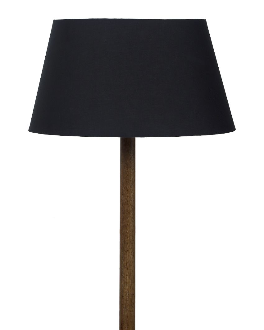 Ornate Charm Mango Wood Base Floor Lamp with Cotton Shade | Bulb Not Included | 18 x 14 x 50 inches