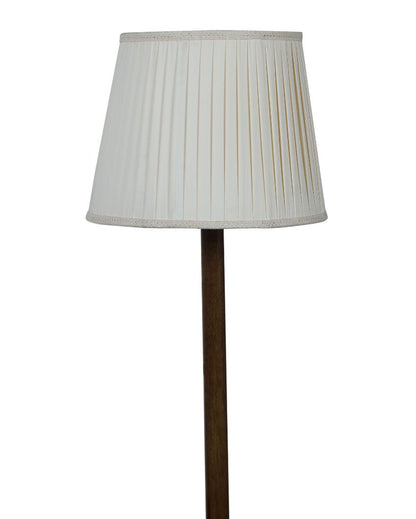 Ornate Charm Mango Wood Base Floor Lamp with Poly Satin Mix Shade | Bulb Not Included | 17 x 14 x 52 inches