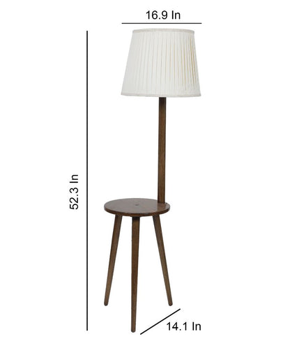 Ornate Charm Mango Wood Base Floor Lamp with Poly Satin Mix Shade | Bulb Not Included | 17 x 14 x 52 inches