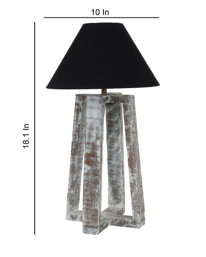 Sophisticated Mango Wood Table Lamp with Cotton Shade | Bulb Not Included | 10 x 10 x 18 inches