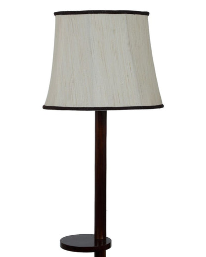 Antiquity Design Mango Wood Base Floor Lamp with Cotton Shade | Bulb Not Included | 14 x 14 x 61 inches