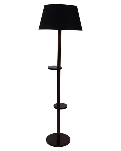 Time-honored Mango Wood Base Floor Lamp with Cotton Shade | Bulb Not Included | 14 x 14 x 59 inches