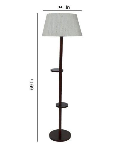 Time-honored Mango Wood Base Floor Lamp with Cotton Shade | Bulb Not Included | 14 x 14 x 59 inches