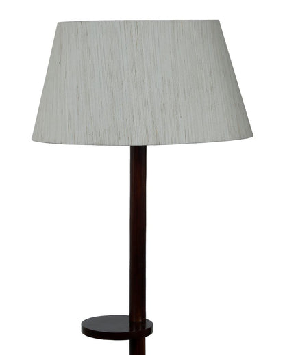 Time-honored Mango Wood Base Floor Lamp with Cotton Shade | Bulb Not Included | 14 x 14 x 59 inches