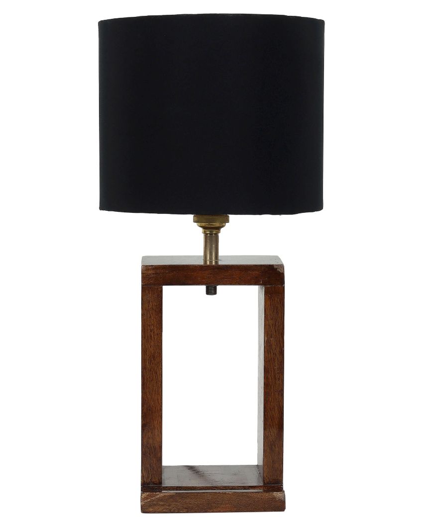 Natural Mango Wood Base Table Lamp with Cotton Shade | Bulb Not Included | 7 x 7 x 15 inches