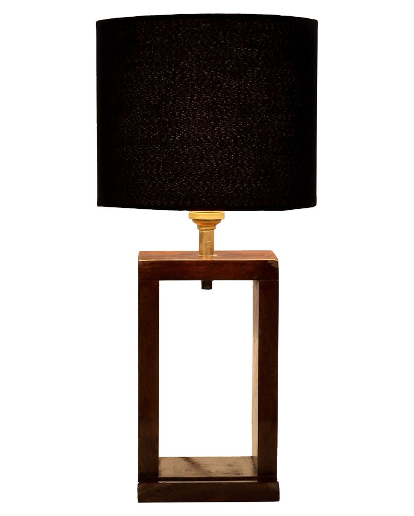 Natural Mango Wood Base Table Lamp with Cotton Shade | Bulb Not Included | 7 x 7 x 15 inches