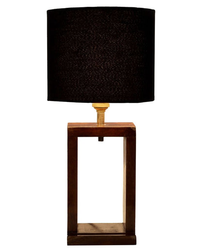 Natural Mango Wood Base Table Lamp with Cotton Shade | Bulb Not Included | 7 x 7 x 15 inches