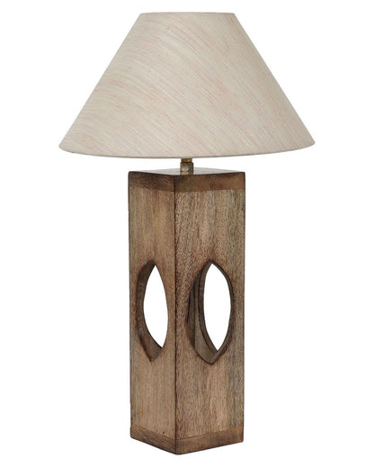 Bold Design Mango Wood Base Table Lamp with Cotton Shade | Bulb Not Included | 10 x 10 x 17 inches