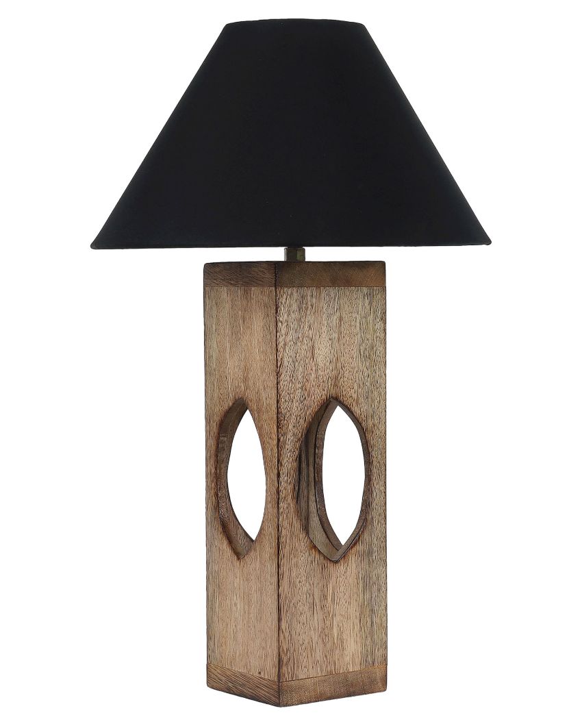 Bold Design Mango Wood Base Table Lamp with Cotton Shade | Bulb Not Included | 10 x 10 x 17 inches