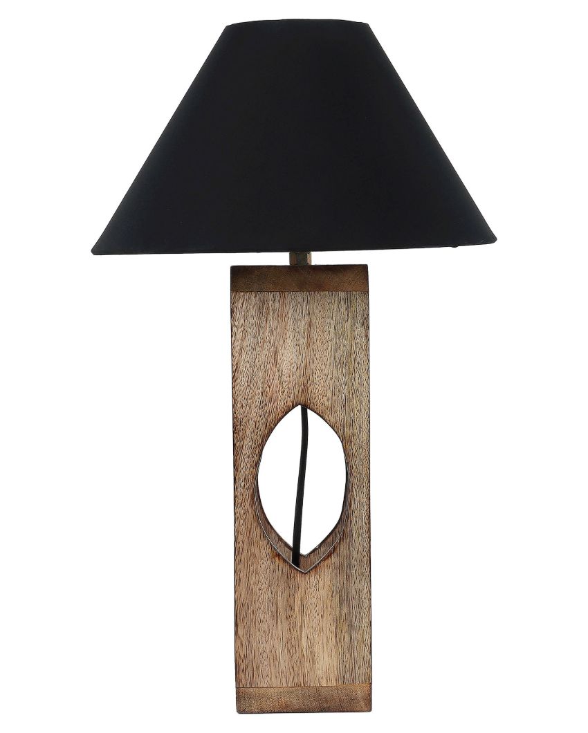 Bold Design Mango Wood Base Table Lamp with Cotton Shade | Bulb Not Included | 10 x 10 x 17 inches