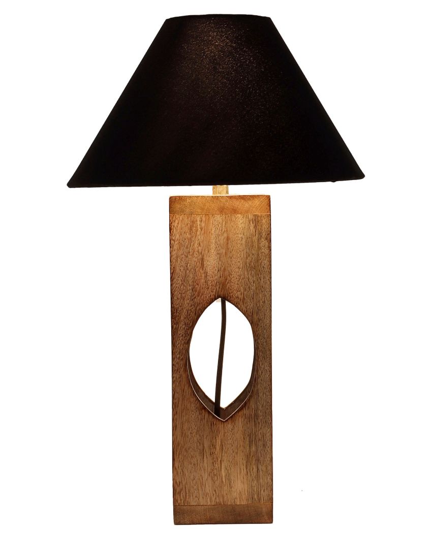 Bold Design Mango Wood Base Table Lamp with Cotton Shade | Bulb Not Included | 10 x 10 x 17 inches