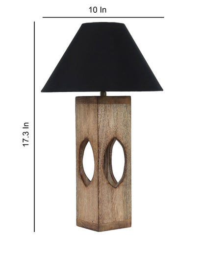 Bold Design Mango Wood Base Table Lamp with Cotton Shade | Bulb Not Included | 10 x 10 x 17 inches