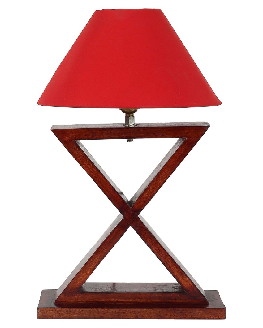 Alluring Mango Wood Base Table Lamp with Cotton Shade | Bulb Not Included | 10 x 10 x 17 inches