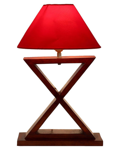 Alluring Mango Wood Base Table Lamp with Cotton Shade | Bulb Not Included | 10 x 10 x 17 inches