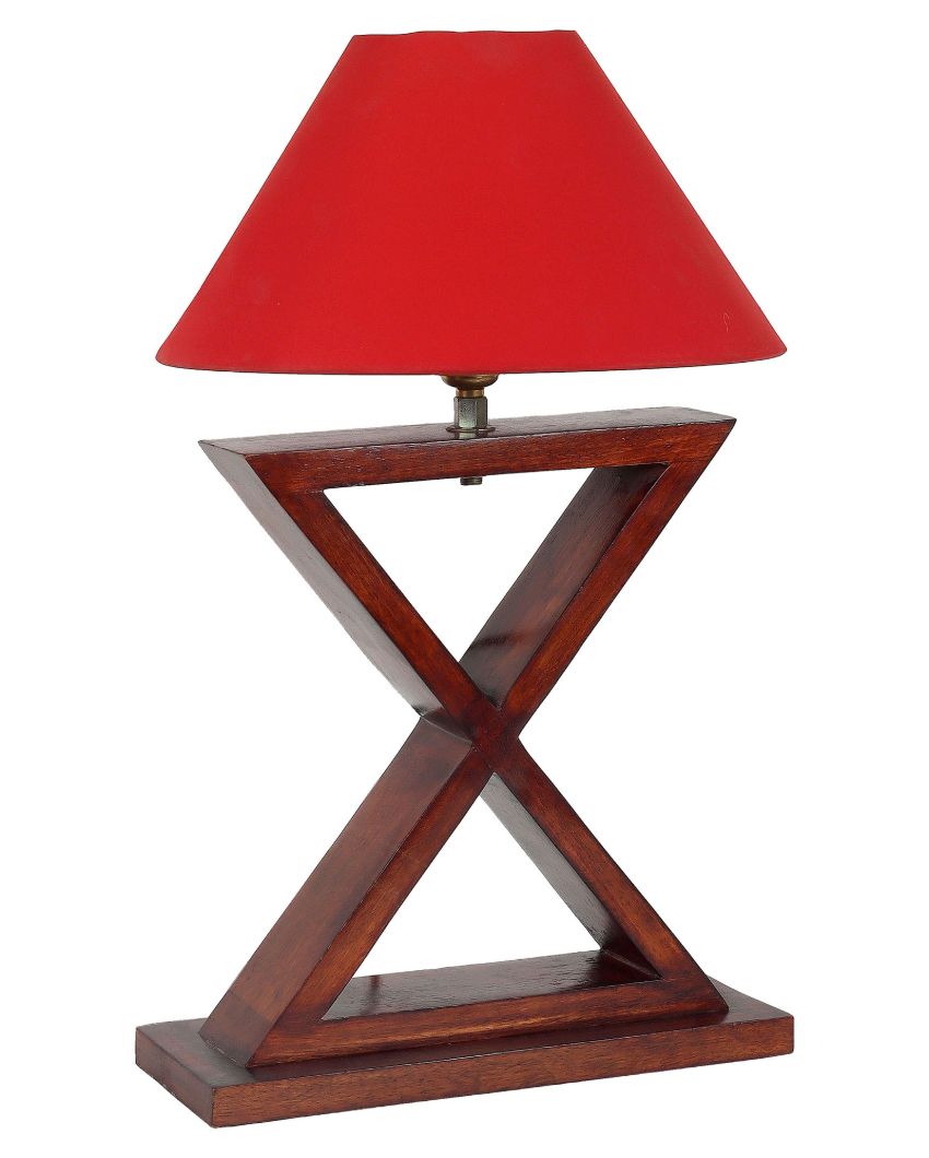 Alluring Mango Wood Base Table Lamp with Cotton Shade | Bulb Not Included | 10 x 10 x 17 inches