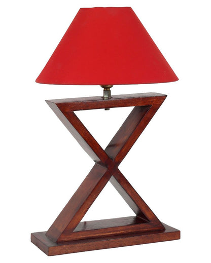 Alluring Mango Wood Base Table Lamp with Cotton Shade | Bulb Not Included | 10 x 10 x 17 inches