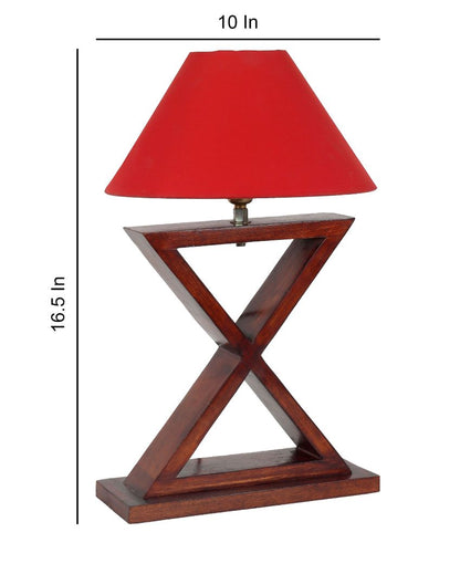 Alluring Mango Wood Base Table Lamp with Cotton Shade | Bulb Not Included | 10 x 10 x 17 inches