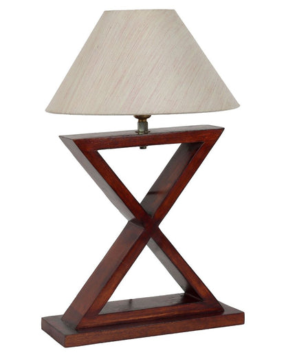 Alluring Mango Wood Base Table Lamp with Cotton Shade | Bulb Not Included | 10 x 10 x 17 inches