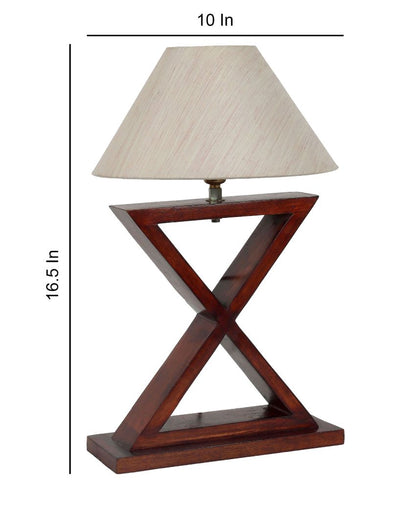 Alluring Mango Wood Base Table Lamp with Cotton Shade | Bulb Not Included | 10 x 10 x 17 inches