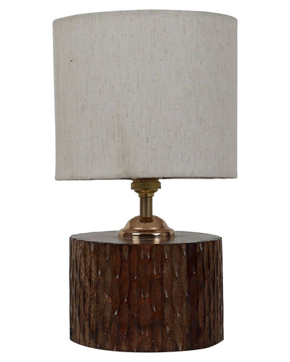 Head-turning Mango Wood Base Table Lamp with Cotton Shade | Bulb Not Included | 7 x 12 inches