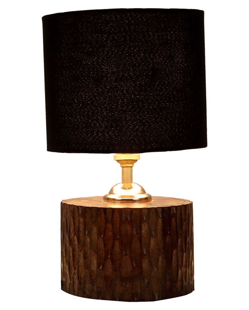 Head-turning Mango Wood Base Table Lamp with Cotton Shade | Bulb Not Included | 7 x 12 inches