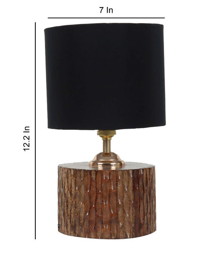 Head-turning Mango Wood Base Table Lamp with Cotton Shade | Bulb Not Included | 7 x 12 inches