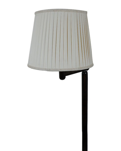 Authentic Mango Wood Base Floor Lamp with Poly Satin Mix Shade | Bulb Not Included | 14 x 14 x 63 inches