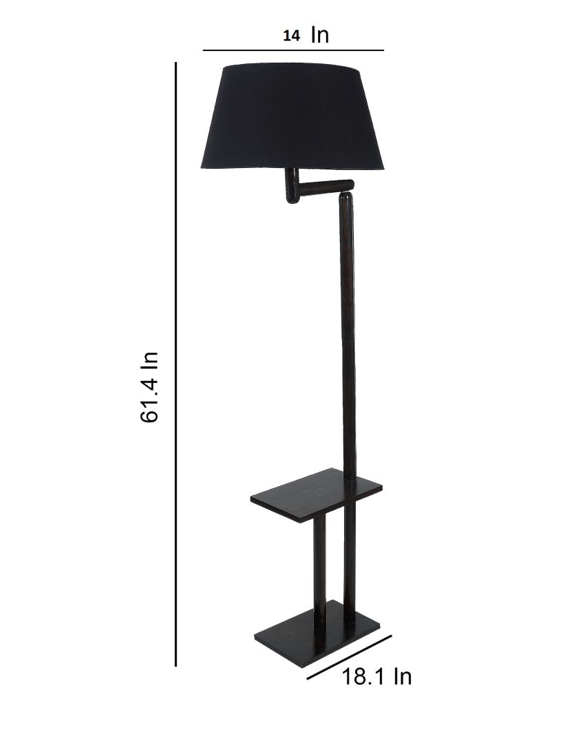 Unique Design Mango Wood Base Floor Lamp with Cotton Shade | Bulb Not Included | 18 x 14 x 62 inches