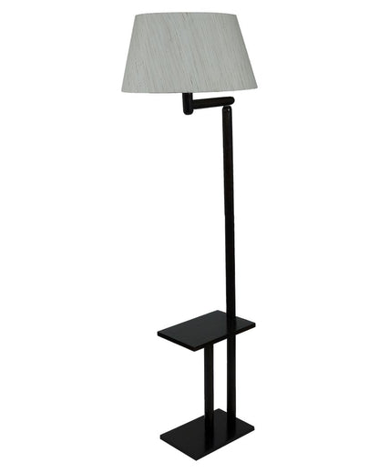 Unique Design Mango Wood Base Floor Lamp with Cotton Shade | Bulb Not Included | 18 x 14 x 62 inches