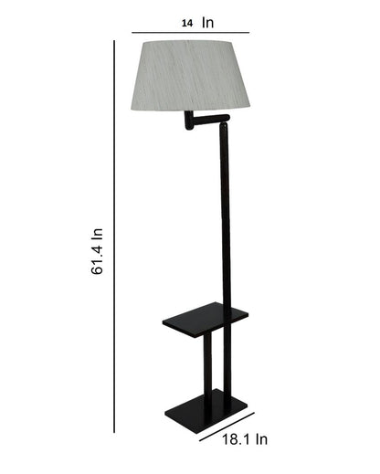 Unique Design Mango Wood Base Floor Lamp with Cotton Shade | Bulb Not Included | 18 x 14 x 62 inches