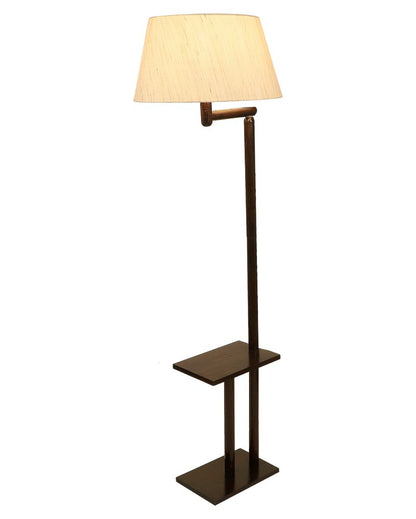 Unique Design Mango Wood Base Floor Lamp with Cotton Shade | Bulb Not Included | 18 x 14 x 62 inches