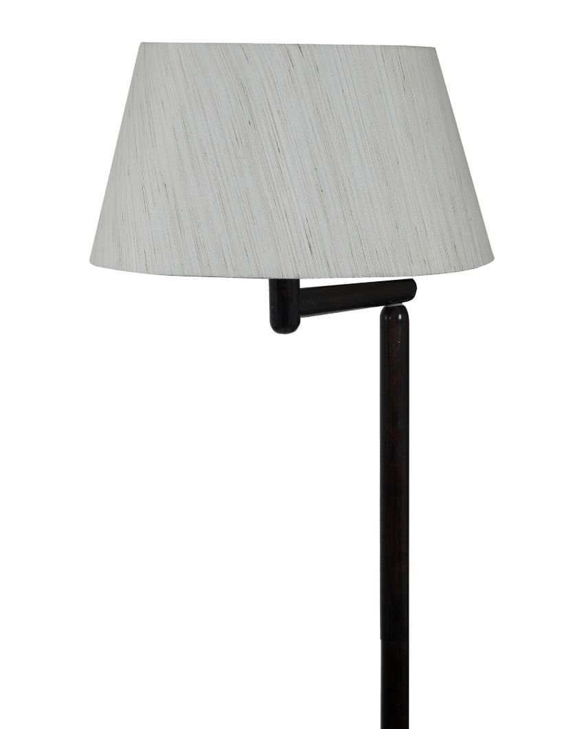 Unique Design Mango Wood Base Floor Lamp with Cotton Shade | Bulb Not Included | 18 x 14 x 62 inches