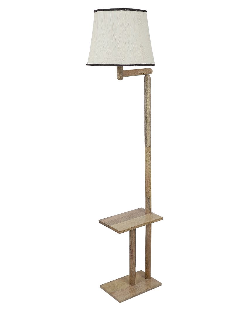 Homely Elegance Mango Wood Base Floor Lamp with Cotton Shade | Bulb Not Included | 18 x 14 x 61 inches