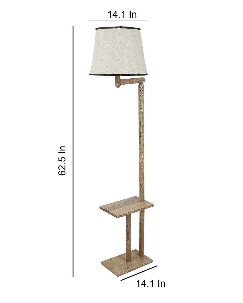 Homely Elegance Mango Wood Base Floor Lamp with Cotton Shade | Bulb Not Included | 18 x 14 x 61 inches