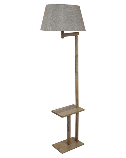 Lush and Cozy Mango Wood Base Floor Lamp with Jute Shade | Bulb Not Included | 18 x 14 x 61 inches